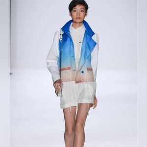 Rebecca Minkoff Blue to Tan Ombre Zip Up Jacket Size Medium